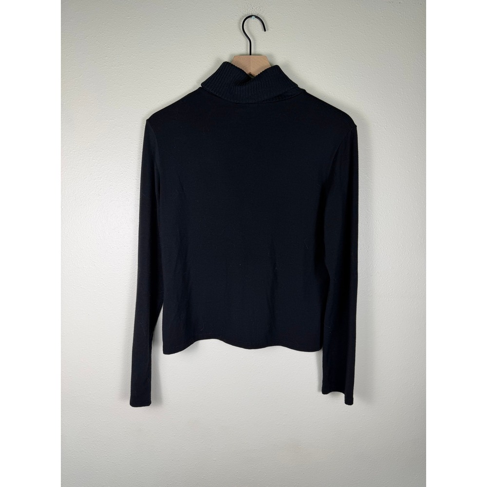 Vtg ESCORPION Art Deco Turtleneck Eclectic Women L Black Abstract Graphic Ribbed